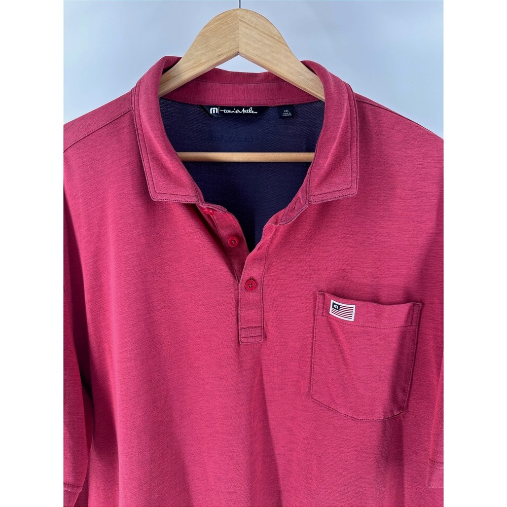 Travis Mathew Newcastle Crest Polo Shirt Mens XXL Red Golf Performance Logo - Picture 4 of 10